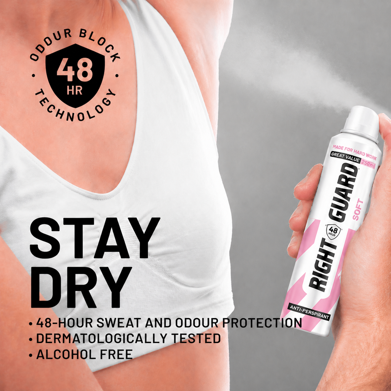 RIGHT GUARD SOFT ANTI-PERSPIRANT SPRAY 250ML - Image 4