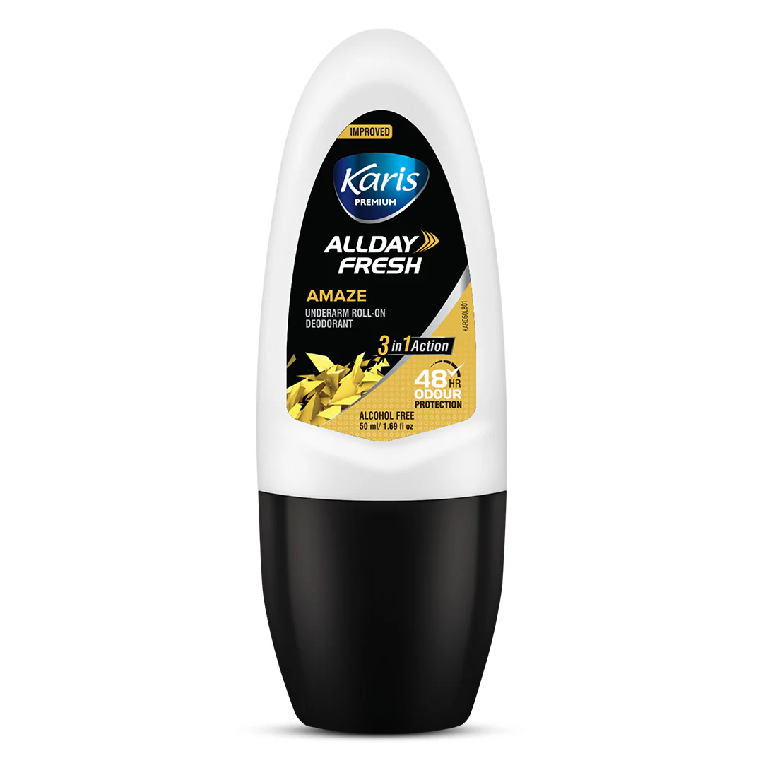 KARIS PREMIUM ALLDAY FRESH AMAZE UNDERARM ROLL-ON DEODORANT 50ML - Image 2