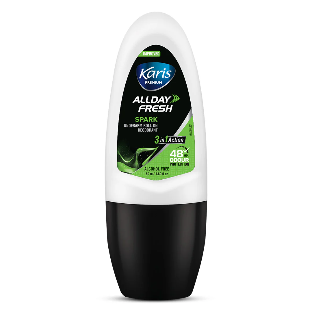 KARIS PREMIUM ALLDAY FRESH SPARK UNDERARM ROLL-ON DEODORANT 50ML - Image 2