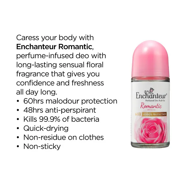 ENCHANTEUR ROMANTIC 48H ANTI-PERSPIRANT PERFUMED DEO ROLL-ON 50ML - Image 8