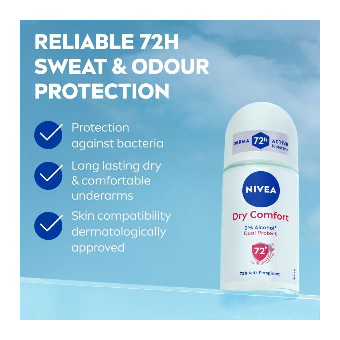 NIVEA DRY COMFORT 72H ROLL-ON DEODORANTÂ 50ML - Image 5