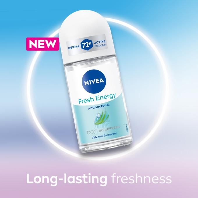 NIVEA FRESH ENERGY ANTIBACTERIAL 72H ROLL-ON DEODORANT 50ML - Image 4
